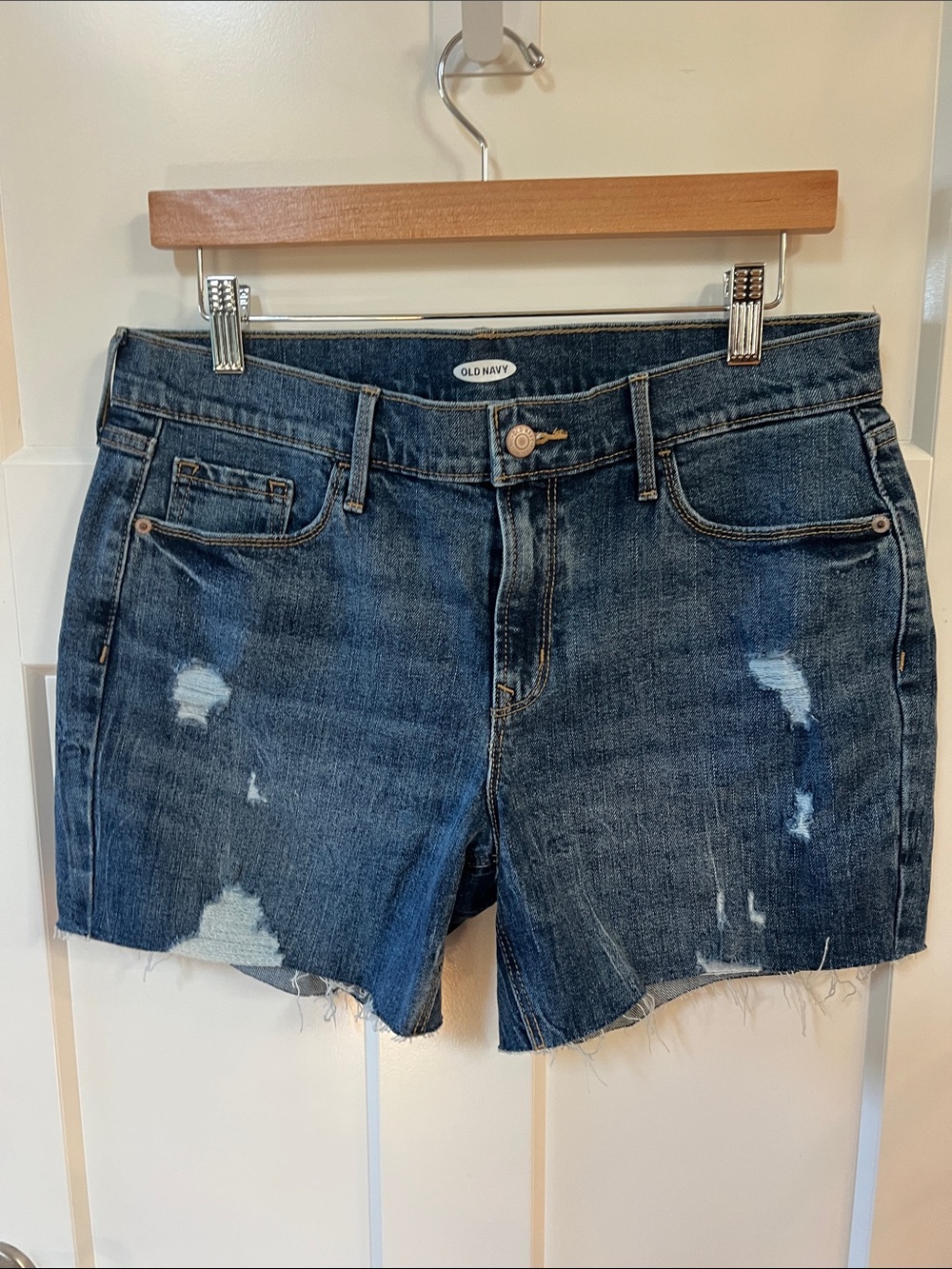 Old Navy Dark Blue Distressed Denim Jean Shorts